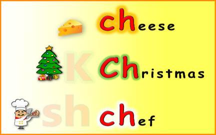 CH sounds: cheese Christmas chef